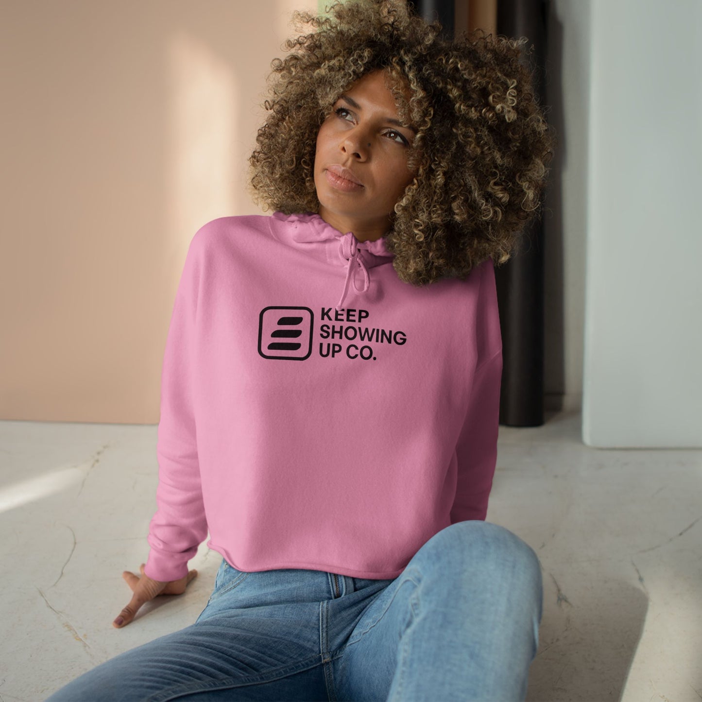 Keep Showing Up Crop Hoodie - Motivational Sweatshirt, Stylish Athletic Wear, Casual Gift, Cozy Apparel, Confidence Booster