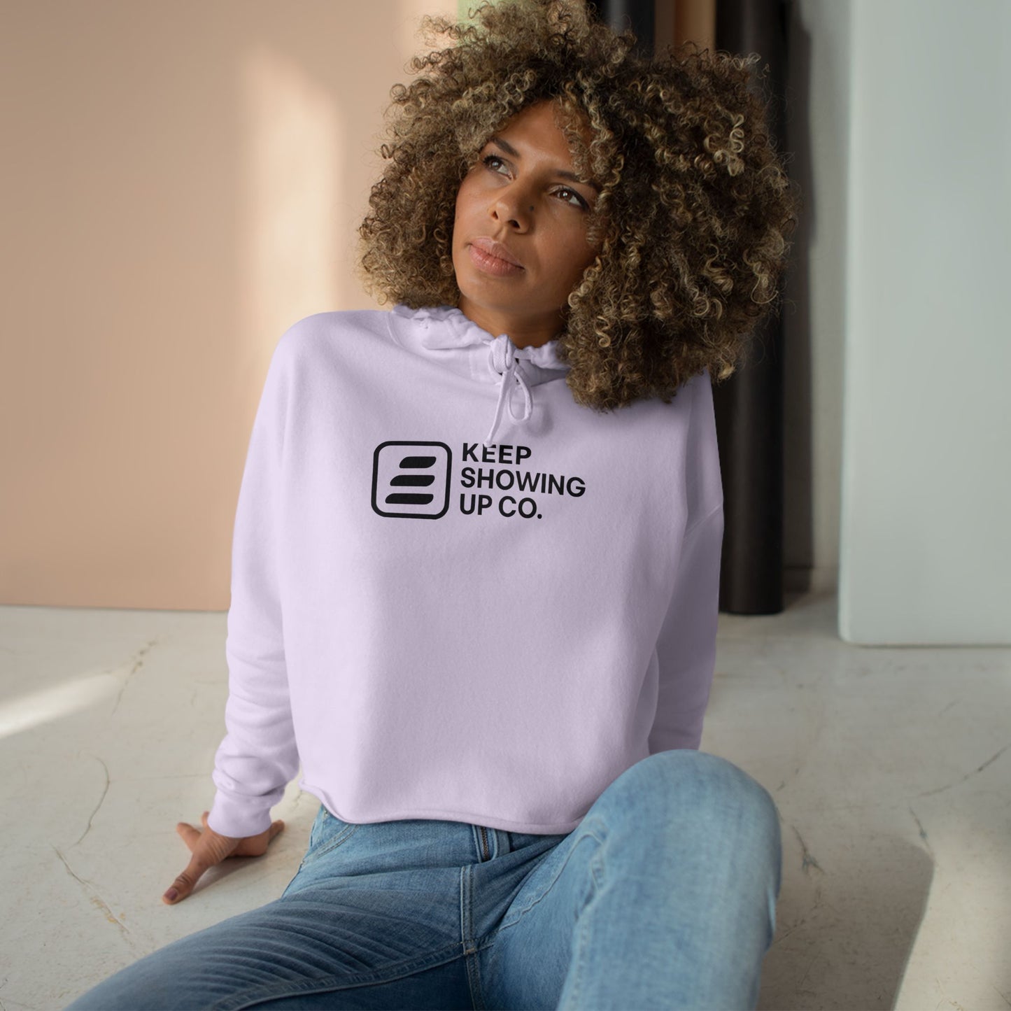 Keep Showing Up Crop Hoodie - Motivational Sweatshirt, Stylish Athletic Wear, Casual Gift, Cozy Apparel, Confidence Booster