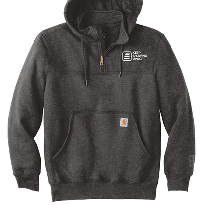 Rain Defender Heavyweight Hooded Zip Mock Sweatshirt – Carbon Heather Front