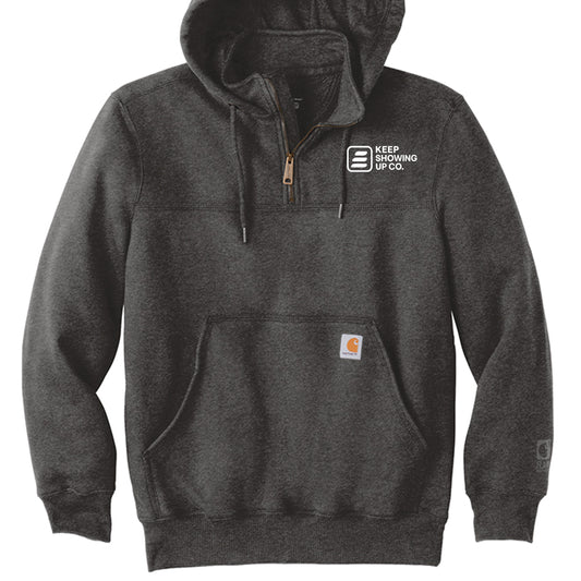 Rain Defender Heavyweight Hooded Zip Mock Sweatshirt – Carbon Heather Front