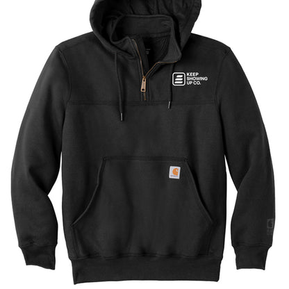 Rain Defender Heavyweight Hooded Zip Mock Sweatshirt – Black Front