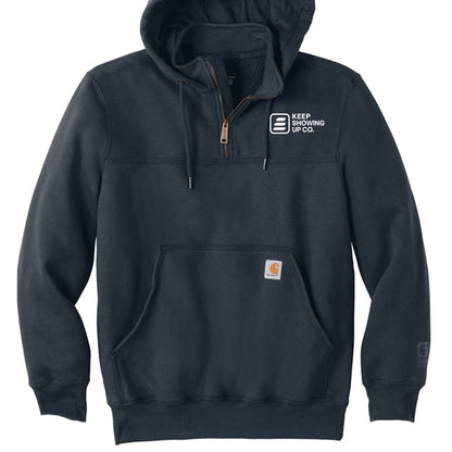 Rain Defender Heavyweight Hooded Zip Mock Sweatshirt – New Navy Front